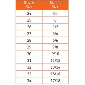 Size Chart for reference